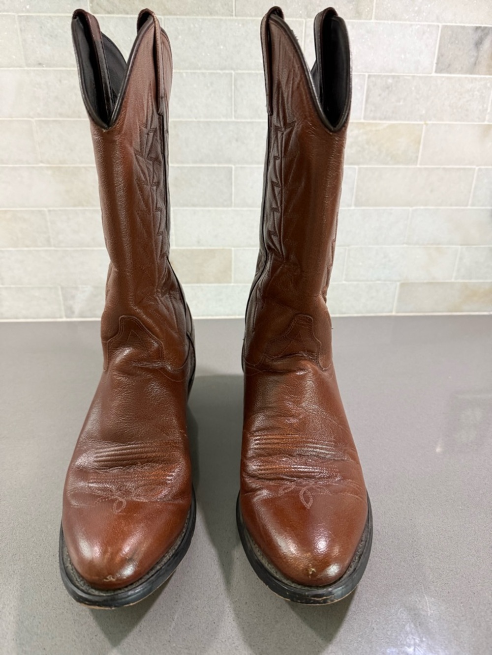 Women’s Brown Leather Western Boots-8